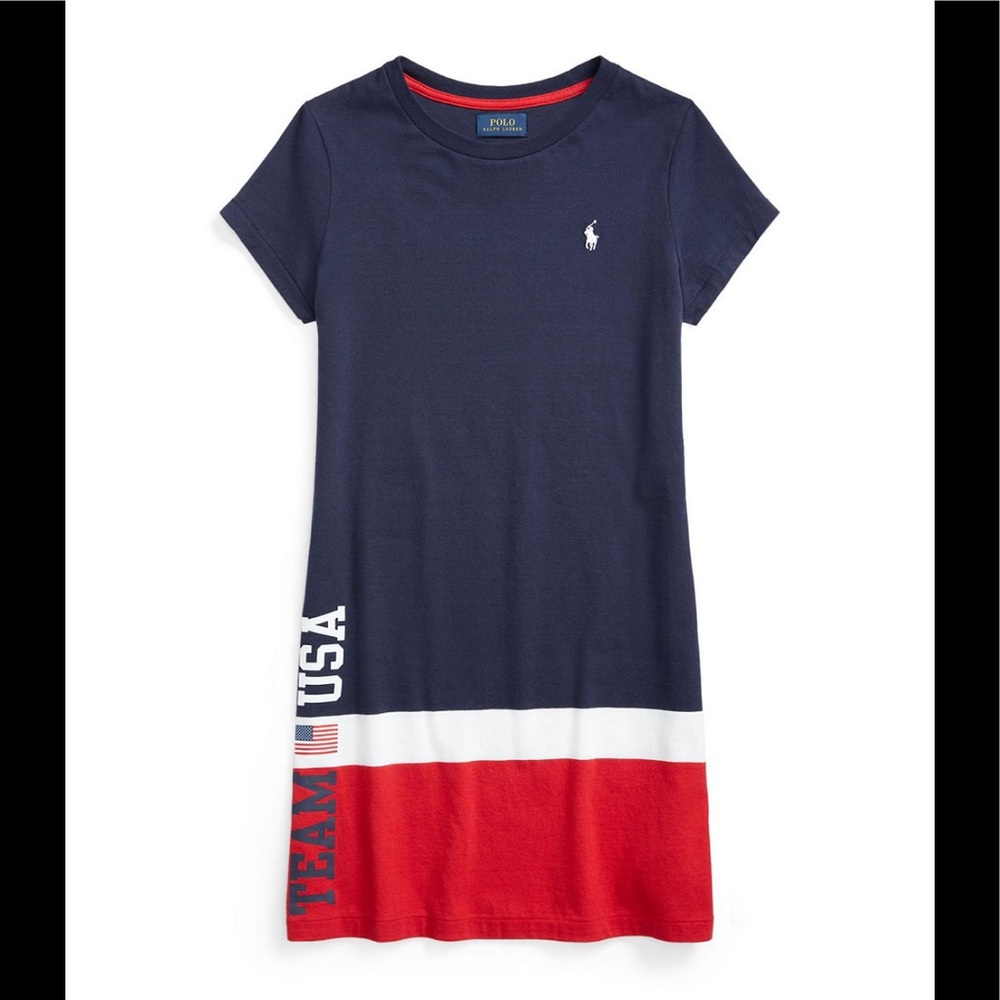 POLO RALPH LAUREN Little Girl TEAM USA cotton jersey T shirt dress